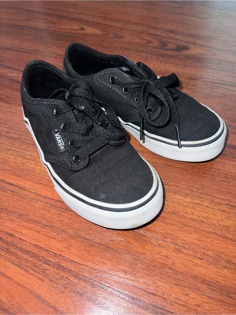 Vans Kids Black Canvas Low-Top Sneakers with White Sole